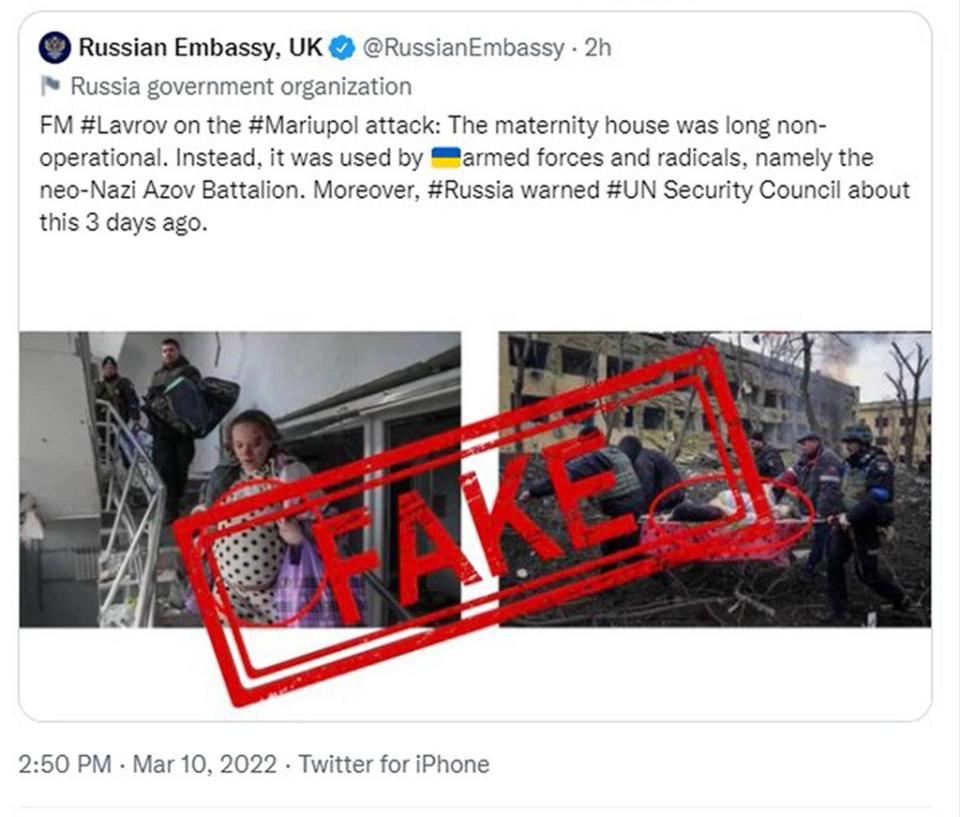 A tweet from the Russian Embassy in London which were later deleted by Twitter for violating its rules (Supplied)