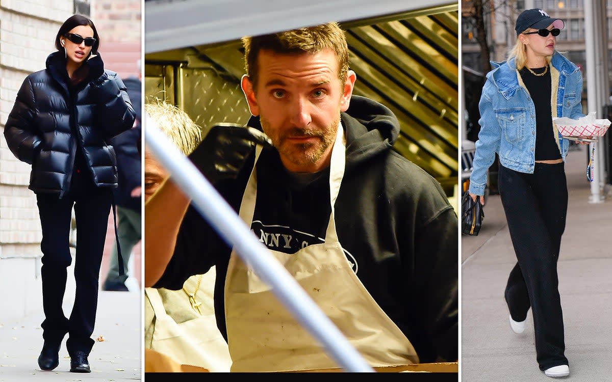 Irina Shayk (L) and Gigi Hadid (R) queued up for one of Bradley Cooper’s cheesesteaks on Wednesday (ES Composite)