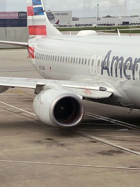 PHOTO: An American Airlines flight headed to Phoenix was rerouted back to its departure at John Glenn Columbus International Airport in Columbus, Ohio, after a bird struck, April 23, 2023. (Marni Kallestad)