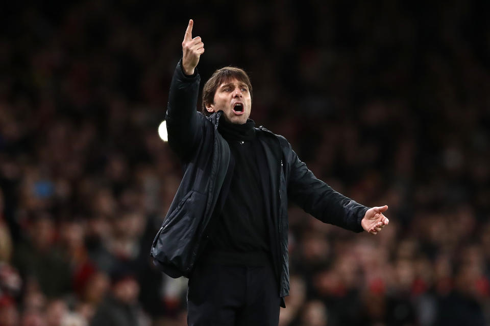 Antonio Conte during Chelsea’s Wednesday match against Arsenal. (Getty)