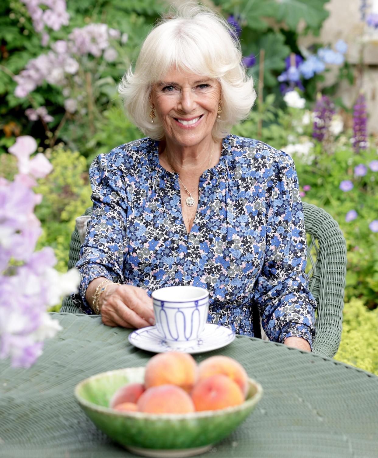 WILTSHIRE, UNITED KINGDOM – JULY 15: (NO SALES. STRICTLY FOR EDITORIAL USE ONLY. NOT FOR USE AFTER JULY 24, 2022 WITHOUT PRIOR PERMISSION FROM CLARENCE HOUSE) In this handout image provided Clarence House and released on July 15 2022, HRH Camilla, Duchess of Cornwall poses for an official portrait to mark HRH's 75th birthday at her home in Wiltshire, United Kingdom. (Photo by Chris Jackson / Clarence House via Getty Images).