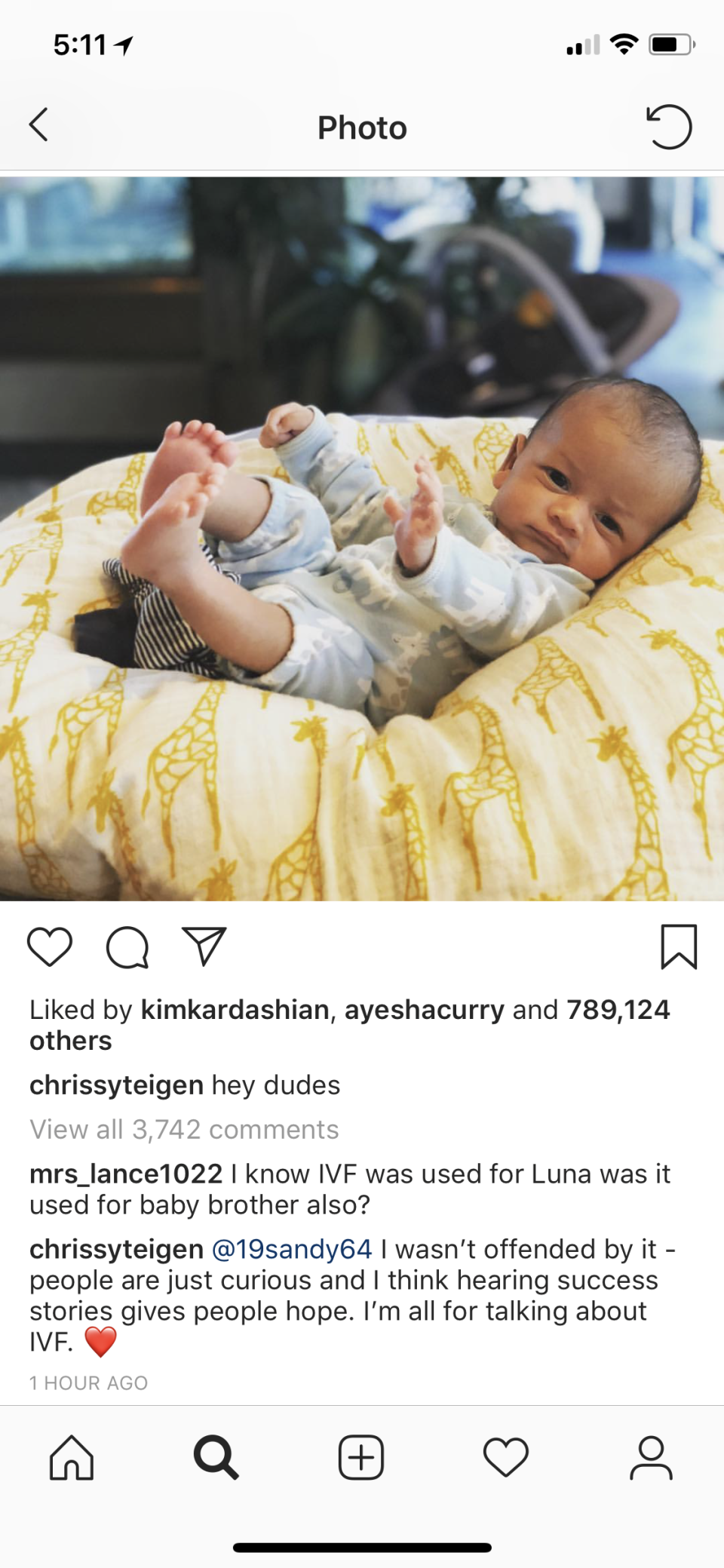 Chrissy Teigen got real about IVF on Instagram. (Photo: Instagram/Chrissy Teigen)