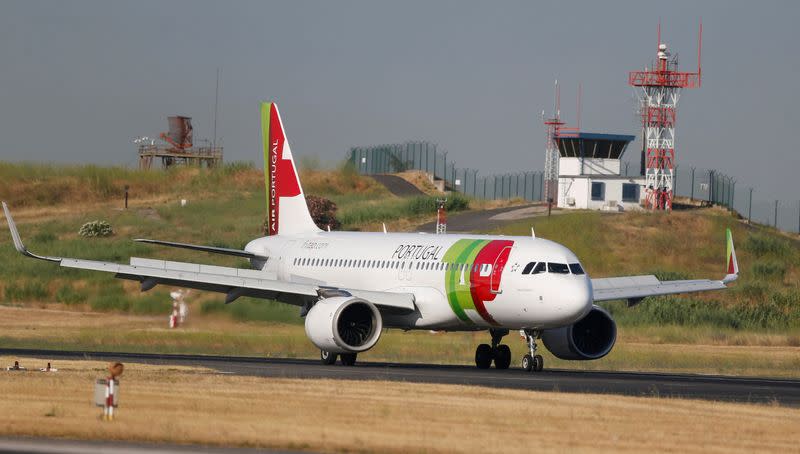 FILE PHOTO: A TAP Air Portugal plane taxis at Lisbon's airport