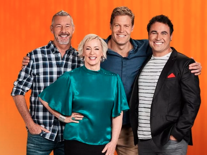  Amanda Keller, Barry Du Bois, Miguel Maestre and Dr Chris Brown pose for a promotional show for The Living Room