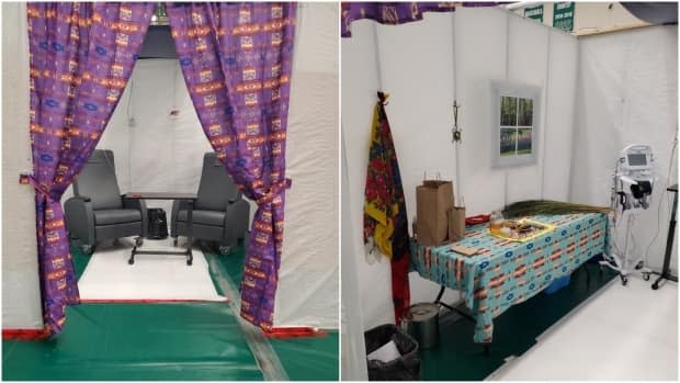 Here's an inside look at the St. Clair College Sportsplex rooms where the Indigenous population is getting vaccinated.  (Submitted by Sara Williams - image credit)