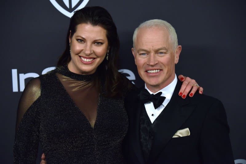 Neal McDonough (R) and his wife, Ruve McDonough, attend the 20th annual InStyle and Warner Brothers Golden Globes After-Party at the Beverly Hilton in Beverly Hills, Calif., in 2019. File Photo by Christine Chew/UPI
