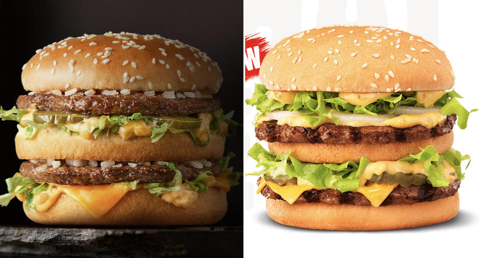 McDonald's Big Mac burger and Hungry Jack's Big Jack burger.