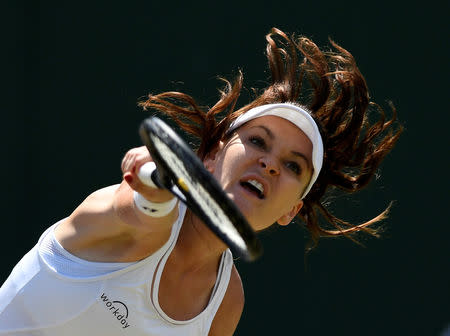 FILE PHOTO: Tennis - Wimbledon - London, Britain - July 10, 2017 Poland’s Agnieszka Radwanska in action during her fourth round match against Russia’s Svetlana Kuznetsova REUTERS/Tony O'Brien/File Photo