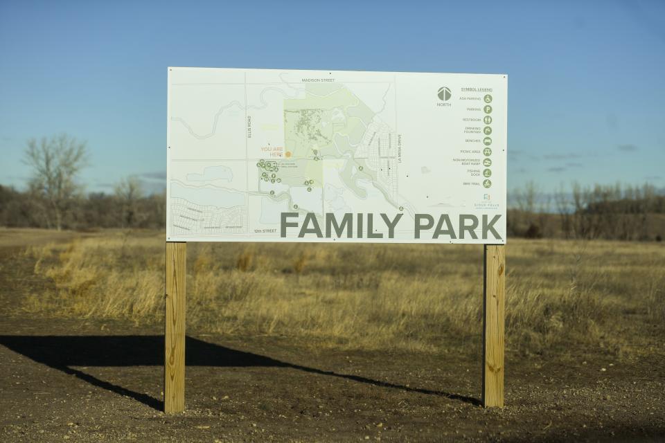 A map of the dog park near the unfenced location on Friday, Dec. 8, 2023 at Family Park in Sioux Falls.