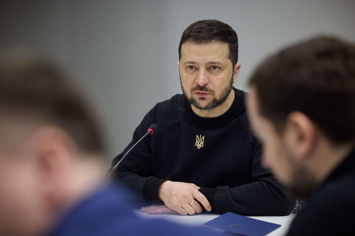 This handout picture taken and released on January 11, 2023 by the Ukranian Presidential Press Service shows Ukrainian President Volodymyr Zelenskyy attends a coordination meeting on the state border protection in the northwestern regions of Ukraine in the western city of Lviv, amid the Russian invasion of Ukraine. (Photo by HANDOUT / UKRAINIAN PRESIDENTIAL PRESS SERVICE / AFP) / RESTRICTED TO EDITORIAL USE - MANDATORY CREDIT 