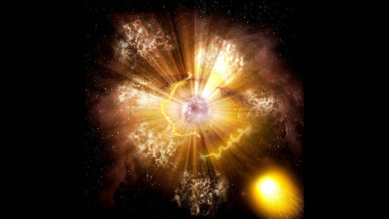  The supernova that created the neutron star companion of 56 Ursae Majoris and set the MI gas cloud moving at incredible speeds. 