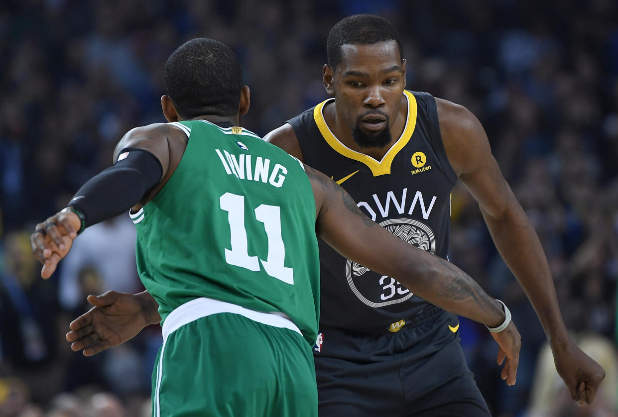 Kyrie Irving and Kevin Durant will join forces on the Brooklyn Nets. (Getty Images)
