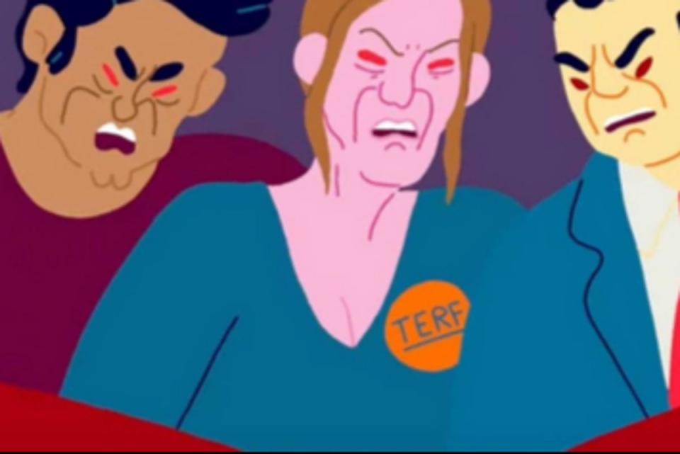 A screenshot from the controversial cartoon clip  (Oxfam )