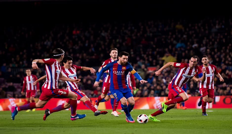 Atletico Madrid And The FC Barcelona At Copa Del Ray.