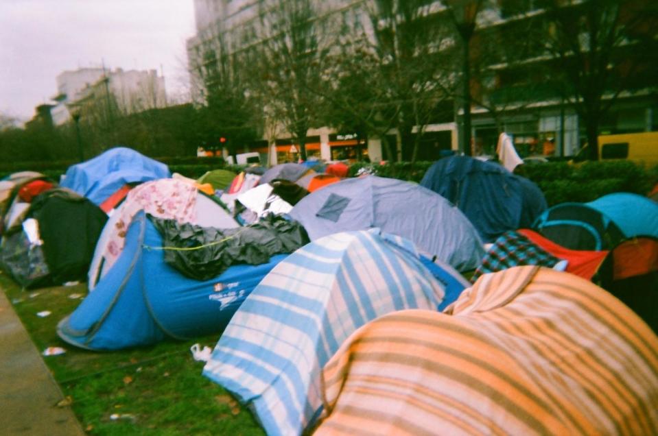 The tents in the camp in Paris.