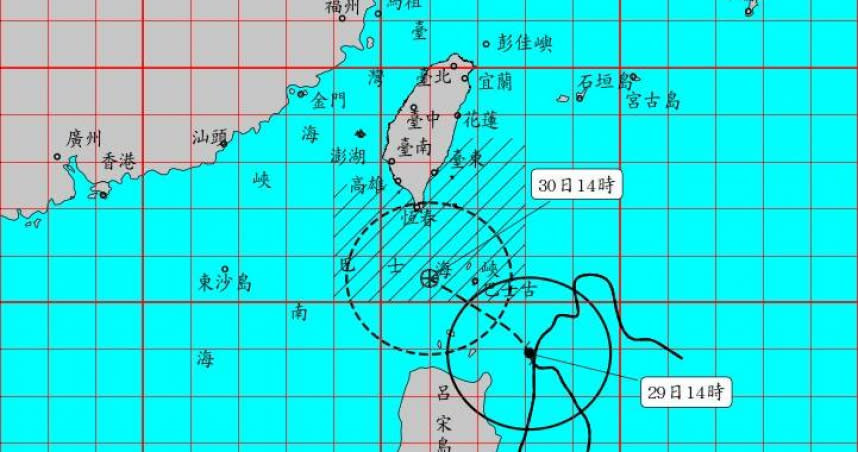 蘇拉颱風逐漸靠近台灣。（圖／氣象局）