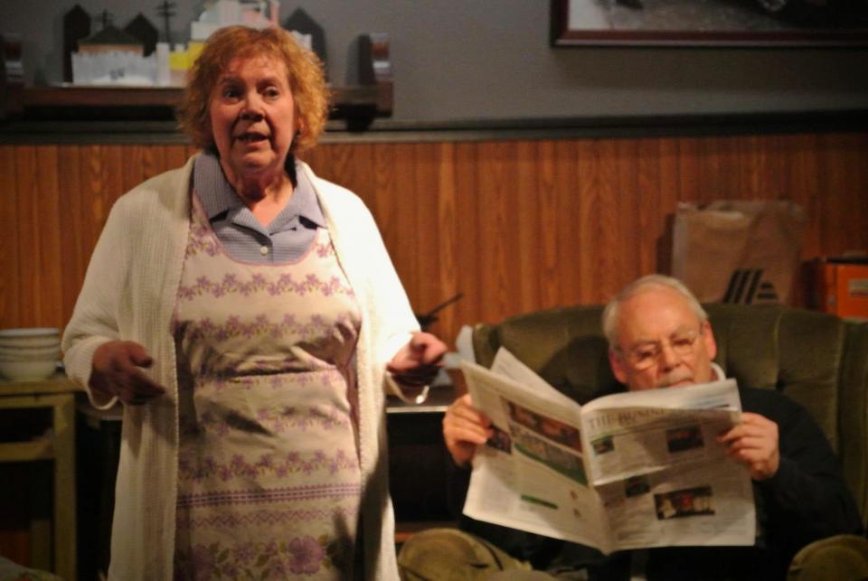 Claran LaViolette (Aida) and Warren Schmidt (Frank) in The Masquers' production of 'Over the River and Through the Woods.'