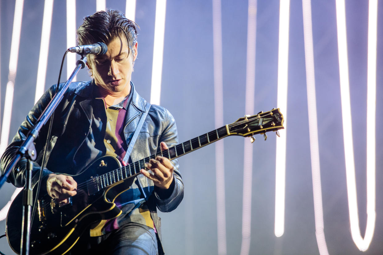 SAO PAULO, BRAZIL - NOVEMBER 14: Alex Turner singer member of the band Arctic Monkeys performs live on stage on November 14, 2014 in Sao Paulo, Brazil. (Photo by Mauricio Santana/Getty Images)