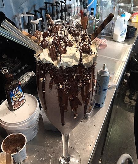 Tostee gulped this shake in 13 minutes and 28 seconds. Photo: Facebook