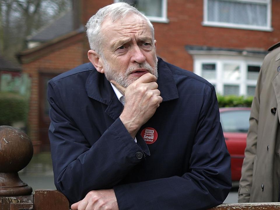 Jeremy Corbyn on the campaign trail during the Stoke-on-Trent Central by-election (Getty)