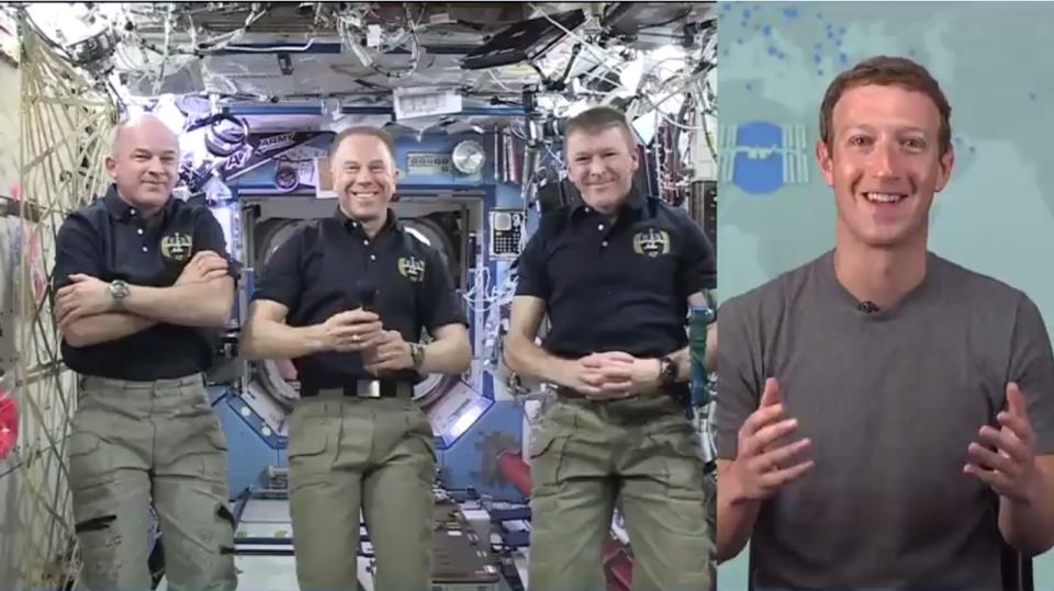 Astronauts Jeff Williams, Tim Kopra and Tim Peake talked with Mark Zuckerberg over Facebook Live on June 1.