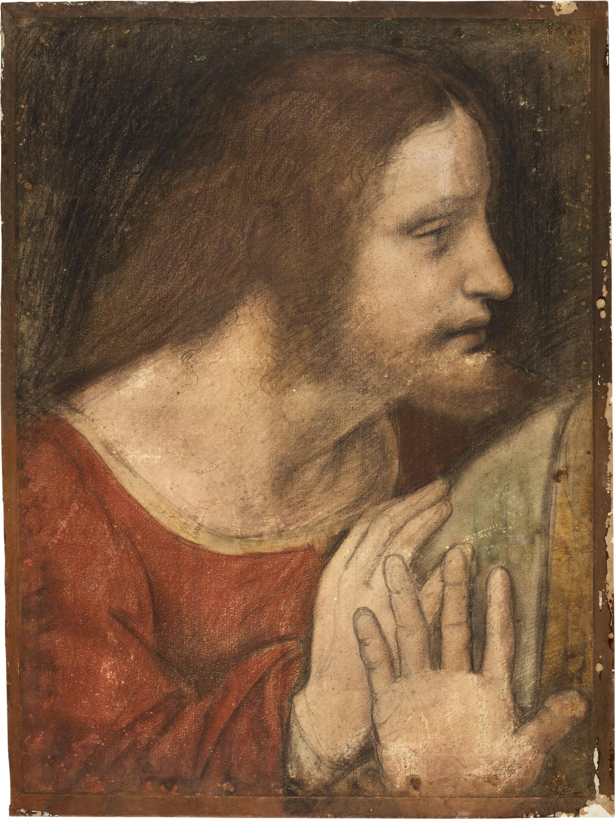 St James the Less with the indication of the right shoulder and open hand of St. Andrew