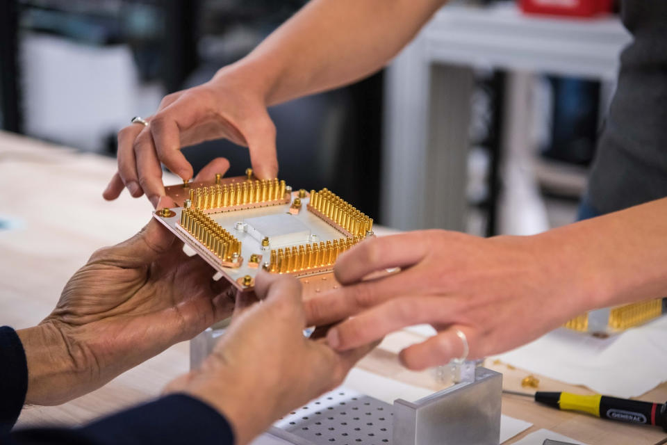 A component of Google's Quantum Computer in the Santa Barbara lab, California, US. Photo: Google/Reuters