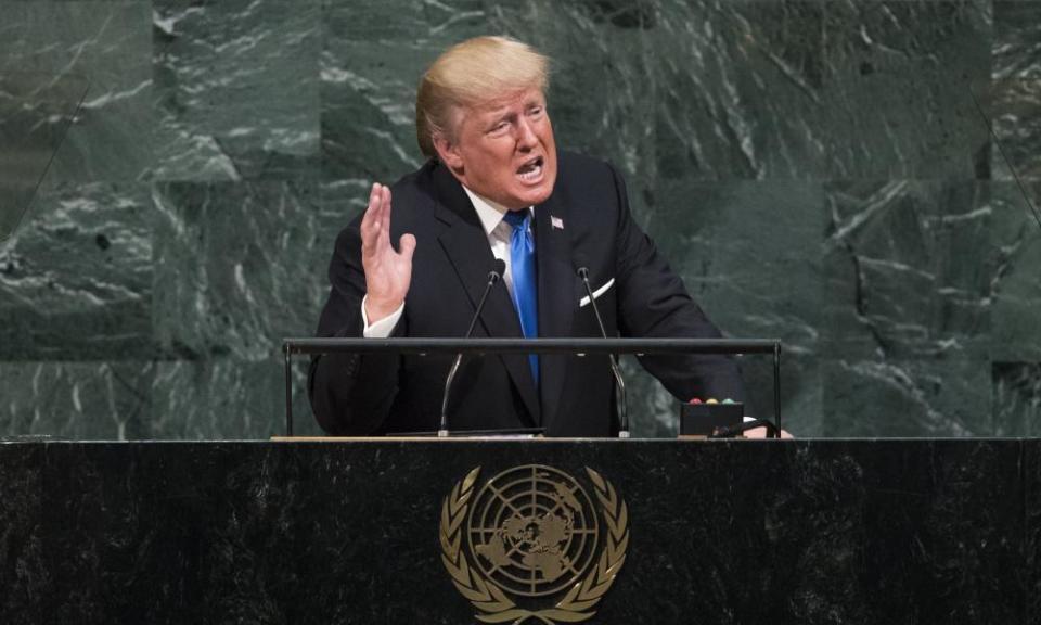 President Donald Trump addressing the UN general assembly.