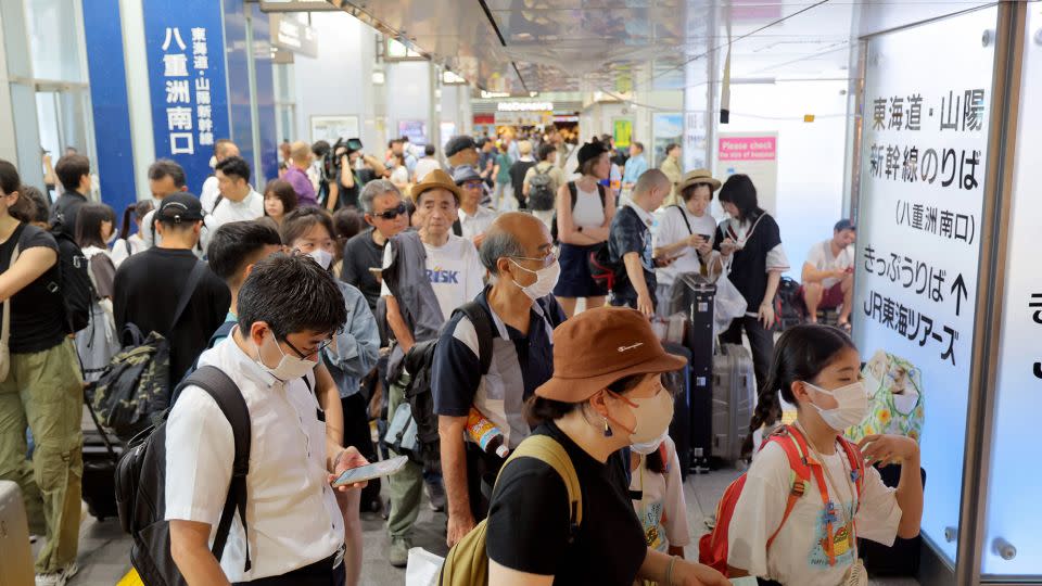 Japan's high-speed rail services were disrupted by a typhoon. - The Asahi Shimbun/Getty Images