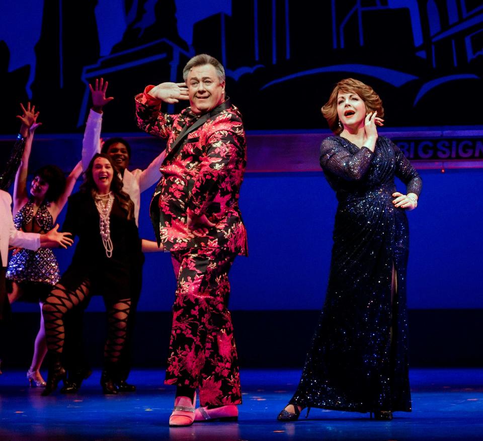 From left, Jerry Jay Cranford, who plays Barry Glickman, and Lindsie VanWinkle-Guthrie, who stars as Dee Dee Allen, perform with the cast of Lyric Theatre's production of "The Prom."