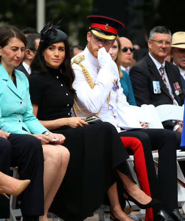 The Duke and Duchess of Sussex, Prince Harry and his wife Meghan, attend the opening of the enhanced ANZAC memorial in Hyde Park, Sydney, Australia October 20, 2018. Ian Vogler/Pool via REUTERS