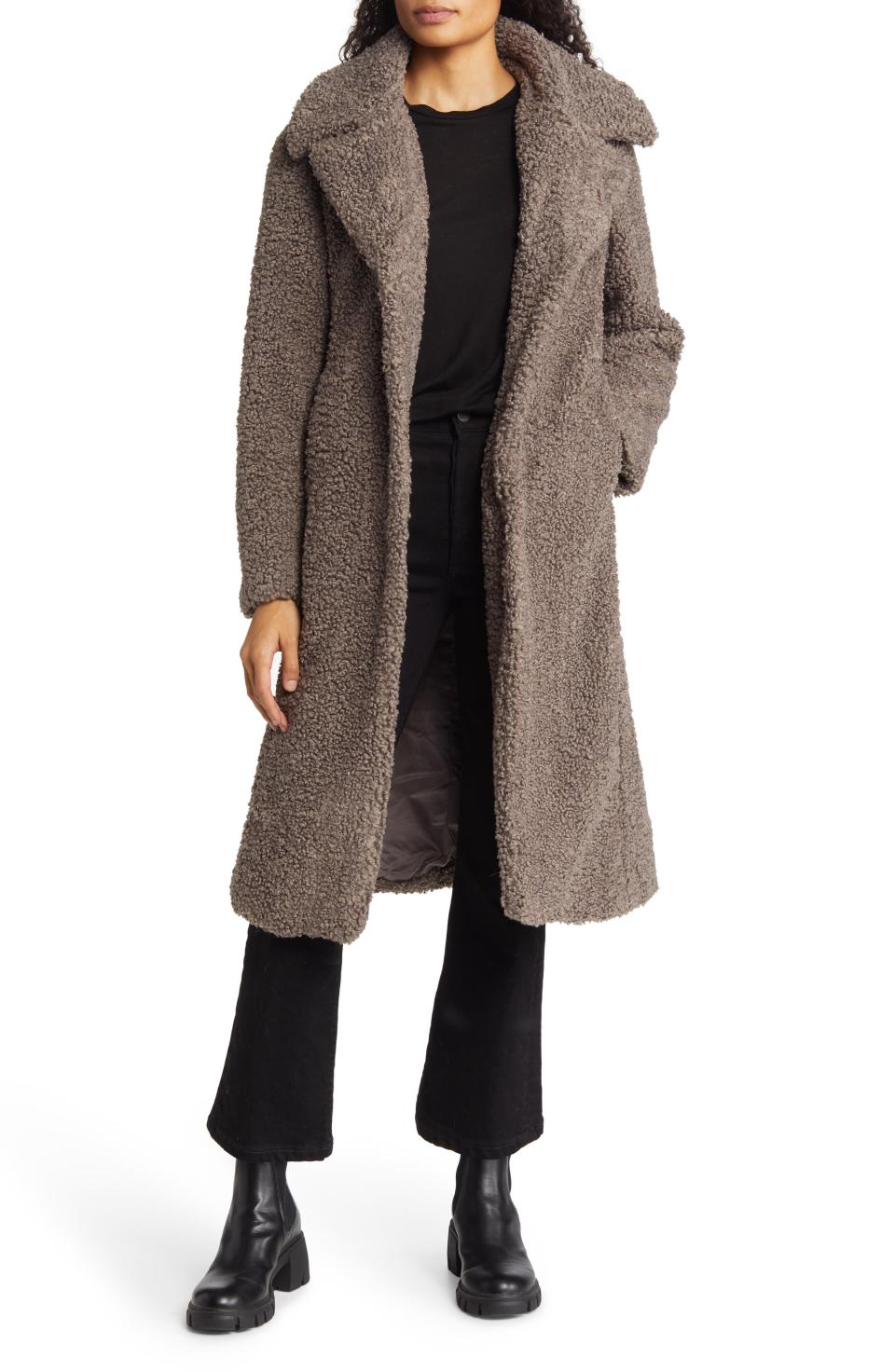 SAM EDELMAN Faux Shearling Coat, Main, color, MINK