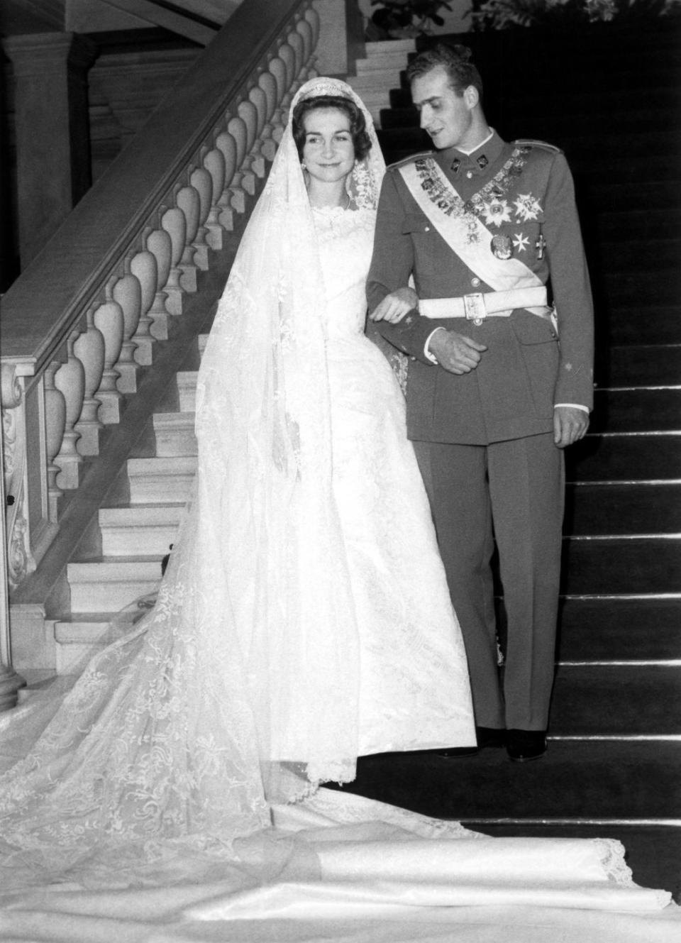 <p>Prince Juan Carlos and Princess Sofia were married in 1962 at the Royal Palace in Athens, Greece. </p>