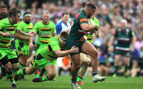 Ellis Genge is tackled by Northampton Saints' Paul Hill - Credit: PA