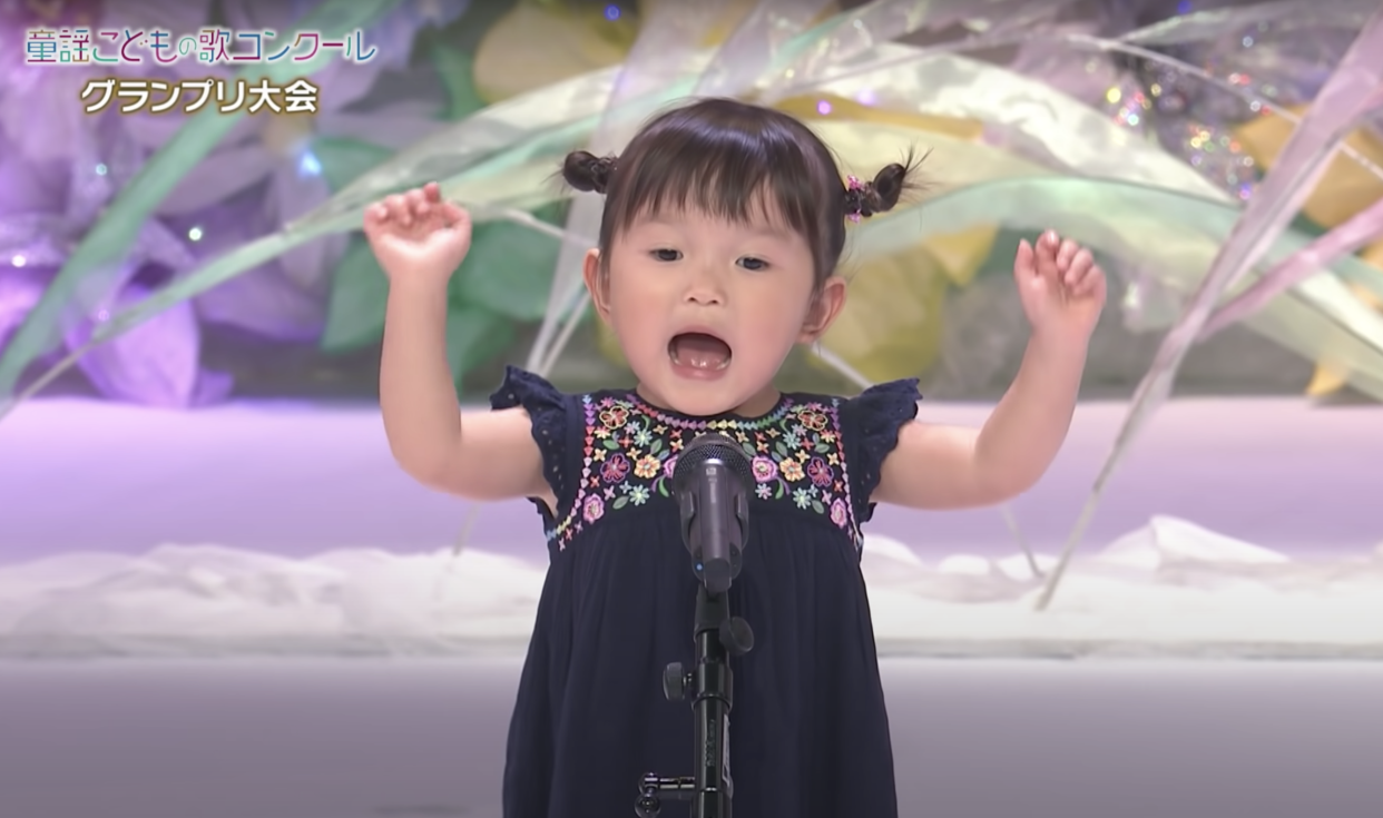 Two-year-old Nonoka Murakata came in 2nd place in Japan's 35th Nursery Rhyme Children's Song Contest 