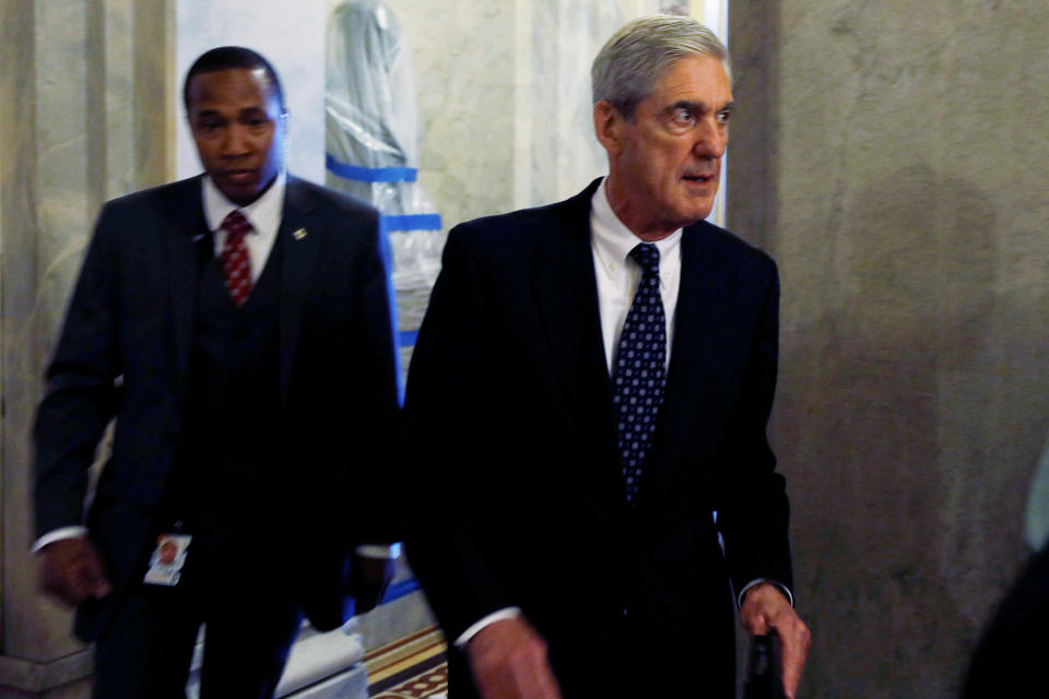 Robert Mueller leaves the U.S. Capitol Building in 2017. REUTERS/Aaron P. Bernstein