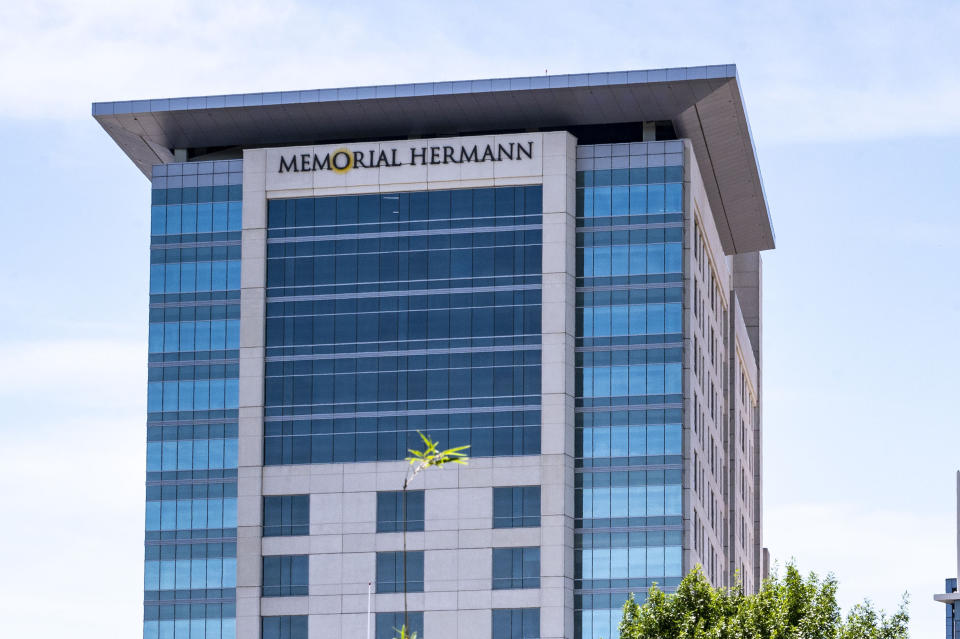 Buildings associated with Memorial Hermann Hospital and medical complex are visible Friday, April 12, 2024 in the Medical Center district of Houston. Memorial Hermann-Texas Medical Center has halted its liver transplant and kidney transplant programs. The Houston Chronicle reported Thursday that the hospital discovered a doctor manipulated records for liver transplant candidates. (Kirk Sides/Houston Chronicle via AP)