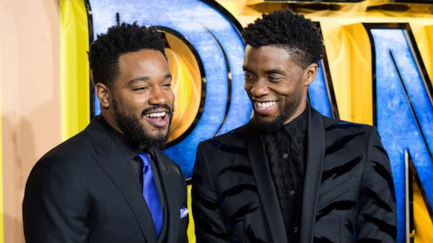 PHOTO: Ryan Coogler and Chadwick Boseman arrive for the European film premiere of 'Black Panther' in London, Feb. 8, 2018. (Ray Tang/Anadolu Agency/Getty Images, FILE)