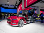 At this year's International Automobile Exposition an American stole the show when Ford unveiled the Evos, a concept car with butterfly doors. Although the fancy doors are only for show and won't be seen at Ford dealerships in the near future, the car's overall shape is likely an indication of things to come. Much of the underlying technology could also make it to market very soon. The Evos is a plug-in hybrid, which suggests that Ford noticed Toyota displaying a sales-ready plug-in Prius PHEV in its booth (which debuted as a concept in Frankfurt just two years ago). A plug-in like this could make its way to market in a similar time frame.