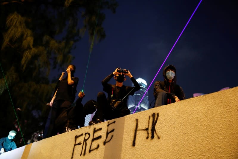 Anti-government demonstrators protest in Hong Kong