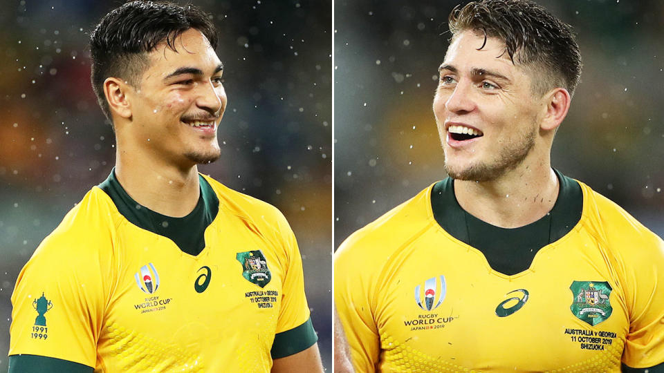 Jordan Petaia and James O'Connor, pictured here at the Rugby World Cup. Image: Getty