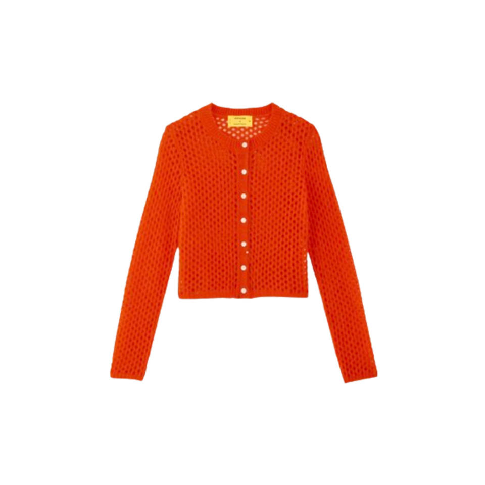 Red Orange cardigan on white background