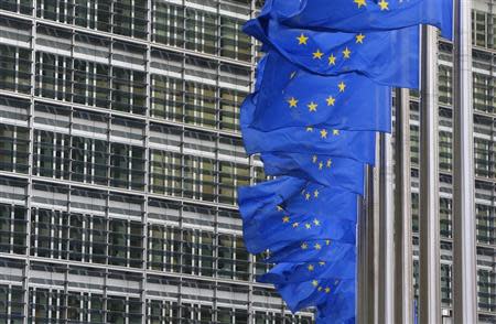 European flags are hung outside the European Commission headquarters in Brussels January 22, 2014. REUTERS/Yves Herman