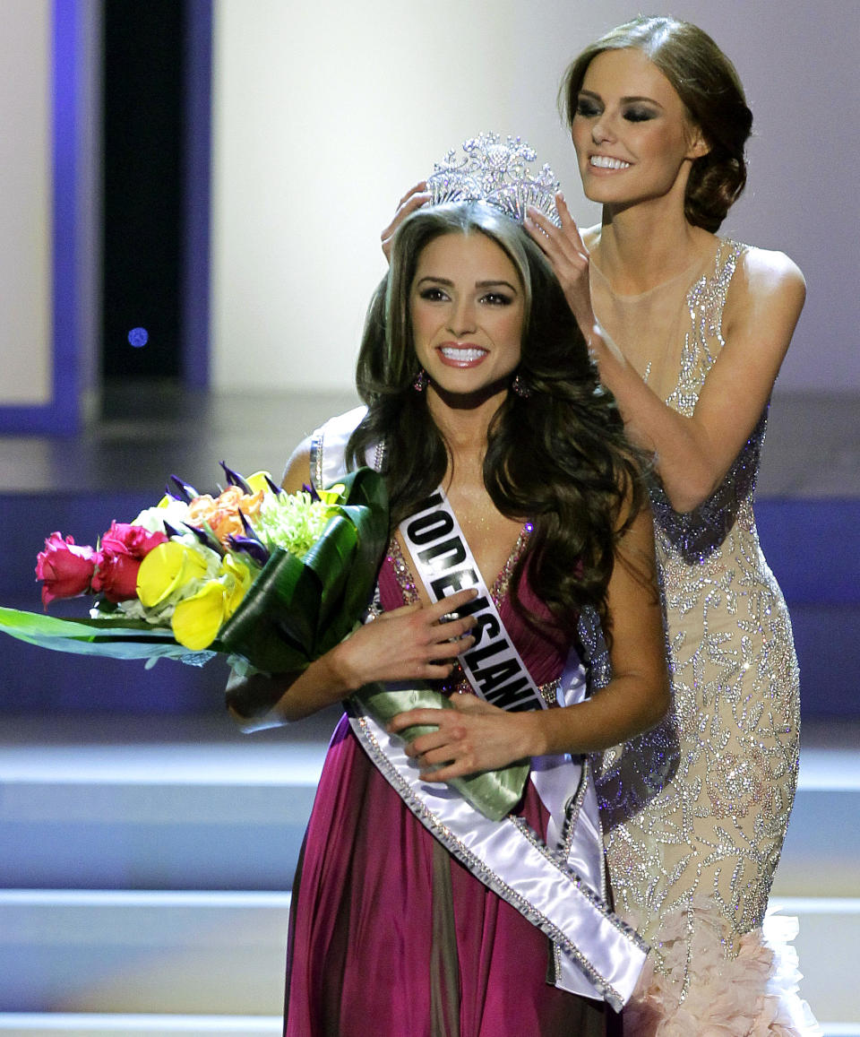 Miss Rhode Island Olivia Culpo is crowned Miss USA 2012 during the Miss USA pageant, Sunday, June 3, 2012, in Las Vegas. (AP Photo/Julie Jacobson)