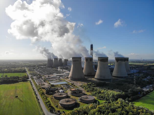 Aerial view of Drax Power Station, the third-most <a href=