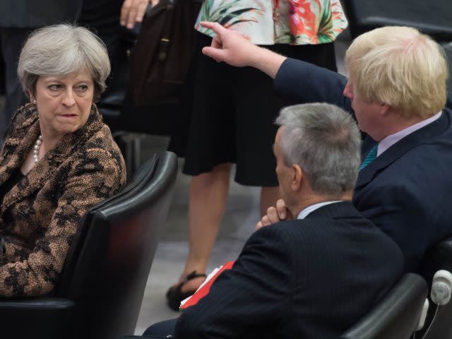 Foreign Secretary Boris Johnson and Prime Minister Theresa May during the United Nations General Assembly in New York