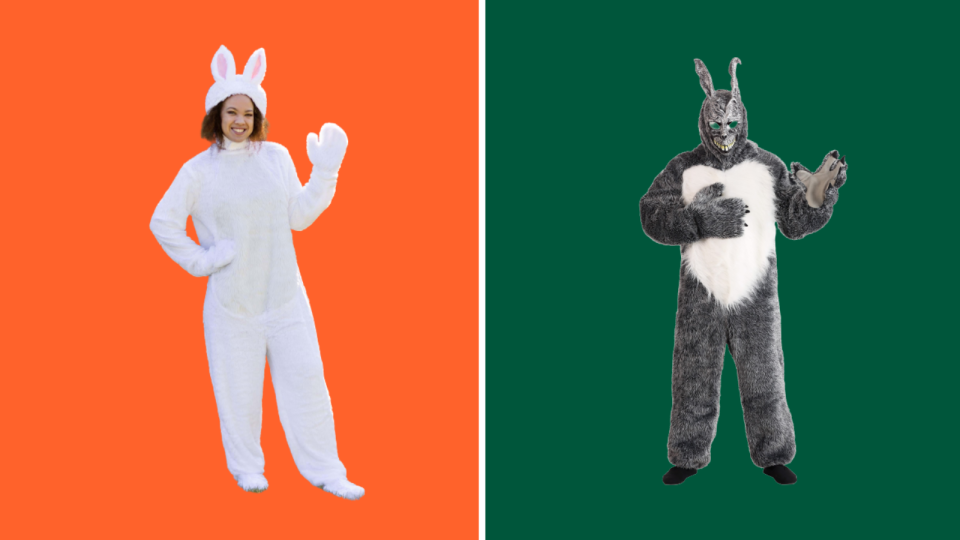 A rabbit costume can either be cute or scary.