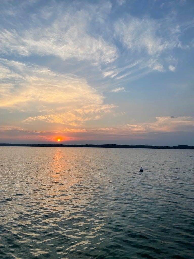 Torch Lake at sunset in 2021.