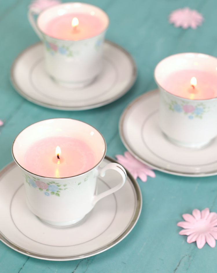 tea party ideas tea cup candles