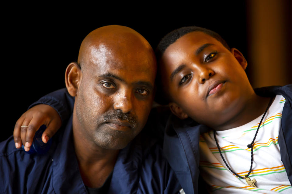 Shalemu and Beimnet Bekele in April. (Annie Mulligan / for NBC News / ProPublica / The Texas Tribune)